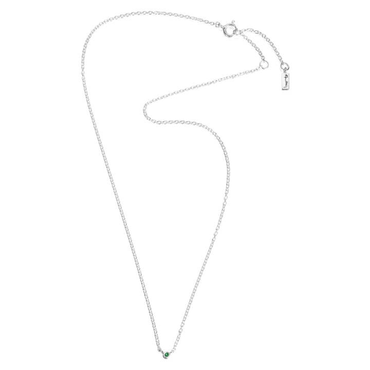 Micro Blink - Green Emerald Halsband Silver 40-45 cm