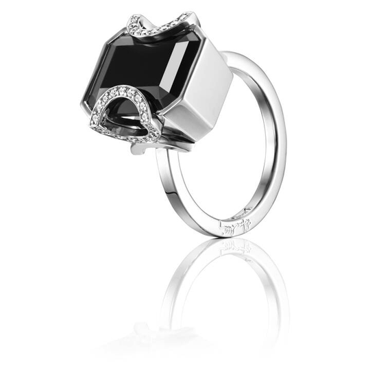 Little Magic Star - Onyx Ring Vitguld