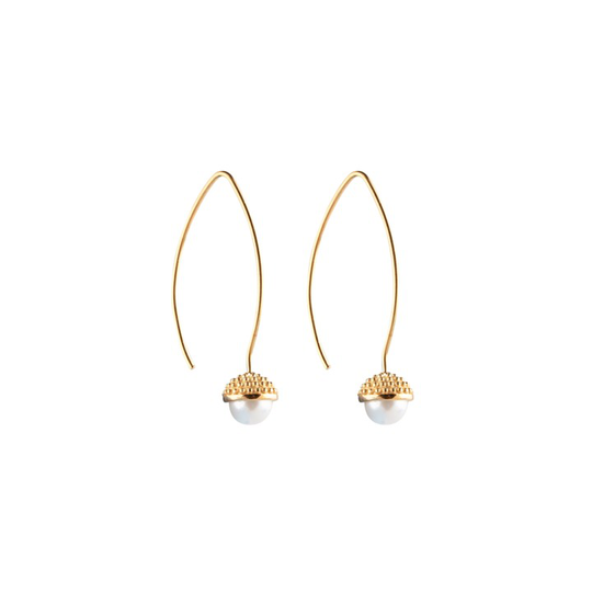 Pearl bubble long örhänge Guld