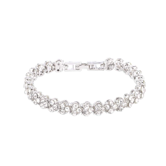 Klassiskt Armband med Strass - Silver