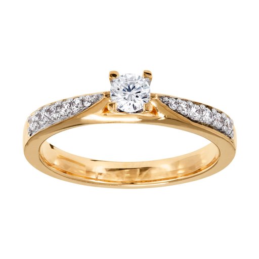 Diamantring i 18K guld, 17.5