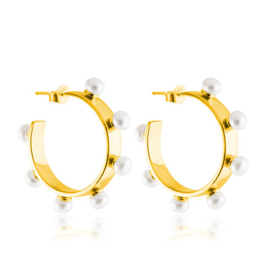 Funky Pearl Hoops örhänge (guld)