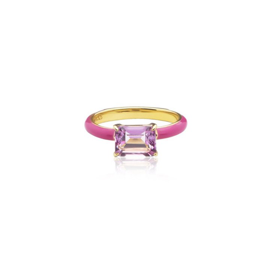 Iris enamel ring pink (gold)
