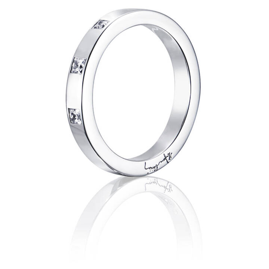 High & I Love You On Top Thin Ring Vitguld