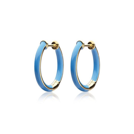 Enamel thin hoops blue (gold)
