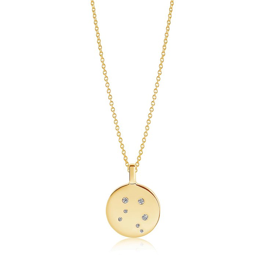 ZODIACO LIBRA halsband vita Zirkoner (guld) 45 cm