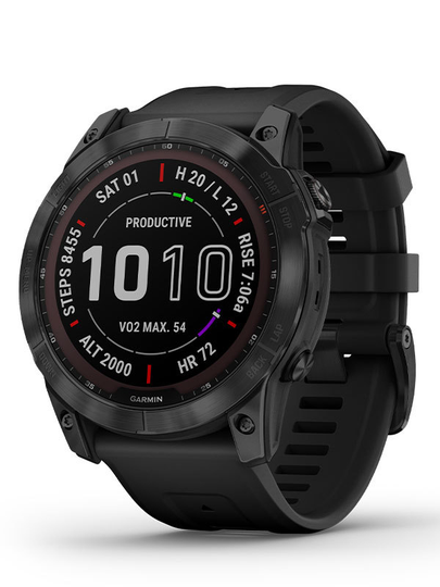 GARMIN Fenix 7X Sapphire Solar - Svart titan med svart silikonarmband
