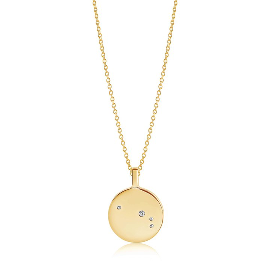ZODIACO ARIES halsband vita Zirkoner (guld) 45 cm