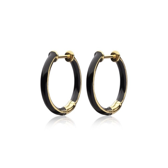 Enamel thin hoops black (gold)