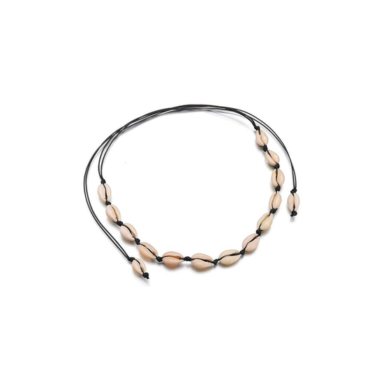 Choker Halsband med vita Snäckor - Svart