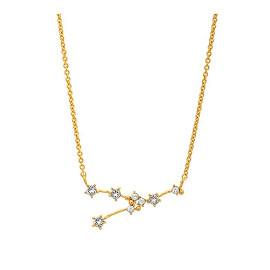 Taurus (Oxen) star sign halsband - Crystal (guld)