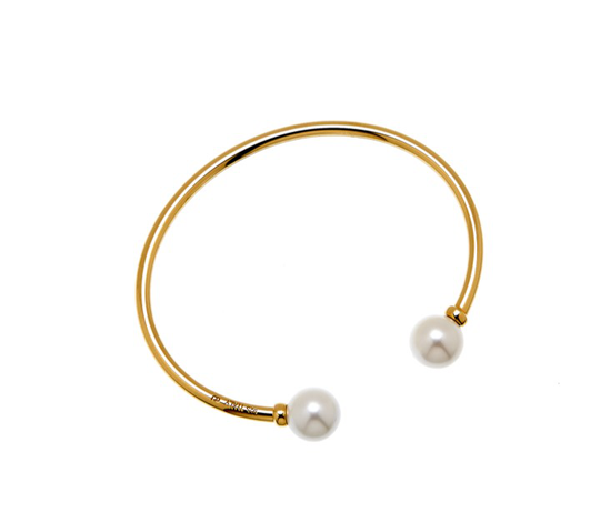 Pearl bangle flex braclet guld