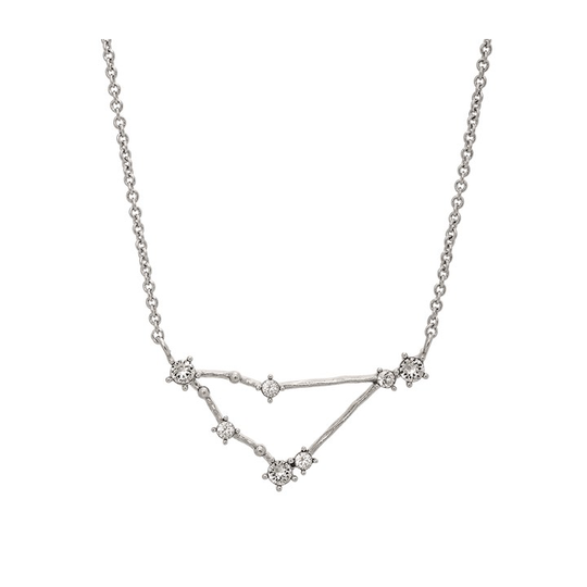 Capricorn (Stenbocken) star sign halsband - Crystal (silver)
