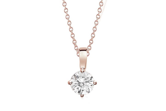 PRINCESS ROUND halsband vita Zirkoner (rosé) 45 cm