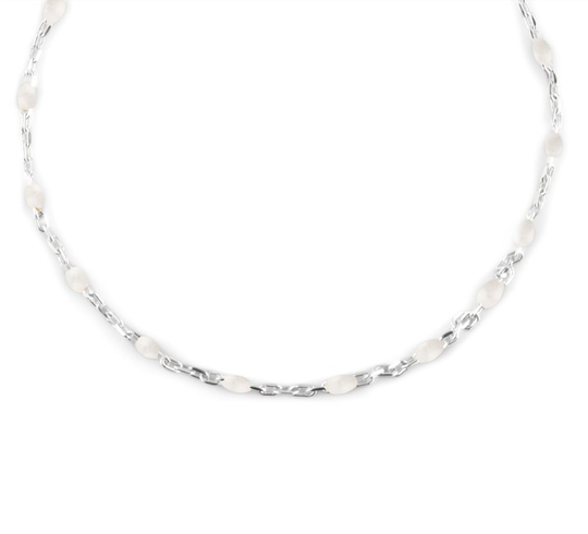 Letters beaded halsband 40-45 white Silver