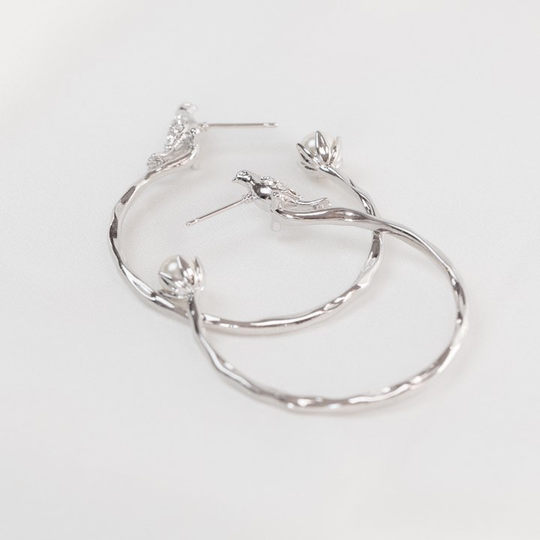 Eden hoops örhänge - Ivory (Silver)