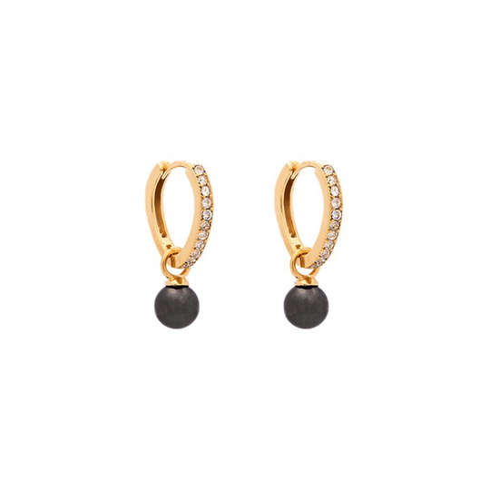 Petite Kennedy hoops örhänge - Black pearl