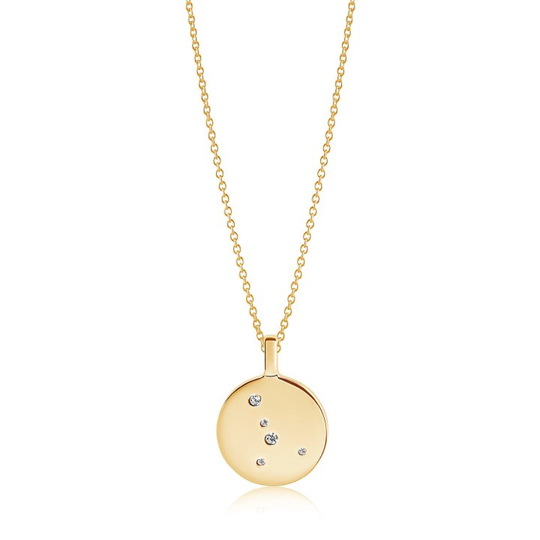 ZODIACO CANCER halsband vita Zirkoner (guld) 45 cm