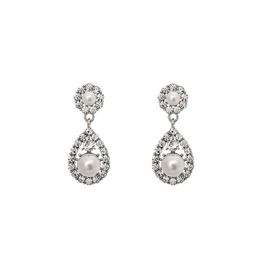 Petite Sofia pearl örhängen - Crystal (Silver)