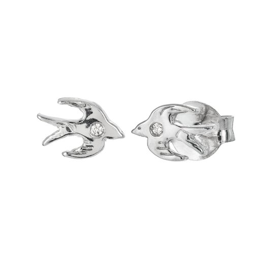 Örhängen i äkta silver med diamant
