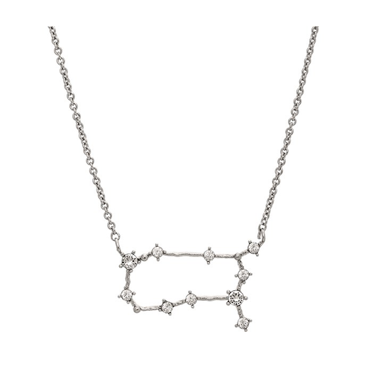 Gemini (Tvillingarna) star sign halsband - Crystal (silver)