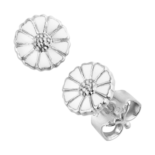 DAISY Örhänge Silver RH WHITE ENAMEL 7 MM