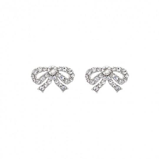 Petite Antoinette bow örhängen - Crystal (Silver)