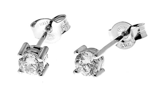 Two square stone stud örhänge - Silver