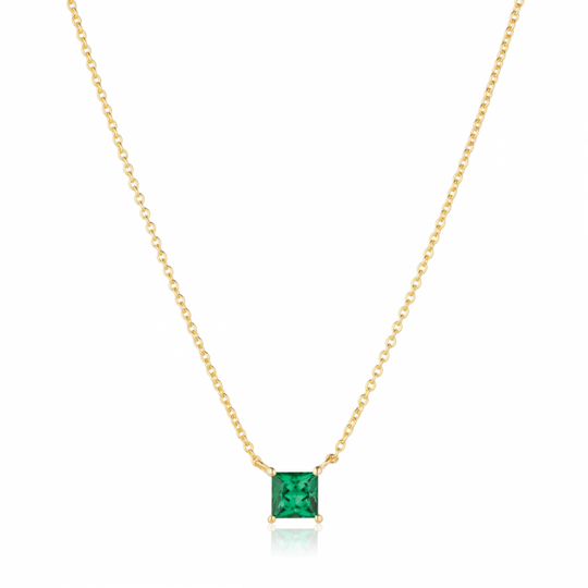 ELLERA QUADRATO Halsband Grön zirkonia Guld