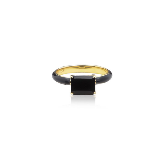 Iris enamel ring black (gold)