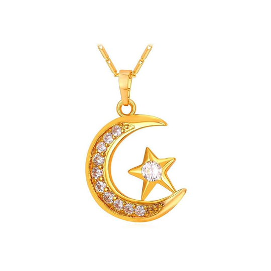 Halsband med halvmåne och stjärna - Guld