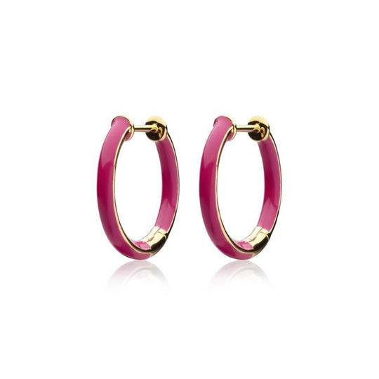 Enamel thin hoops pink (gold)