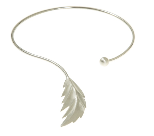 Feather bangle armband flex Silver M/L