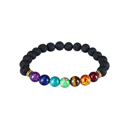 Chakraarmband med gulddetaljer