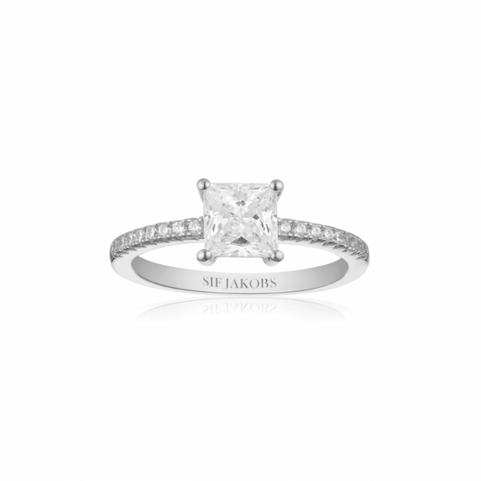 ELLERA QUADRATO Ring Vita Zirkoner Silver