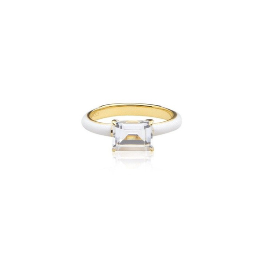Iris enamel ring white (gold)